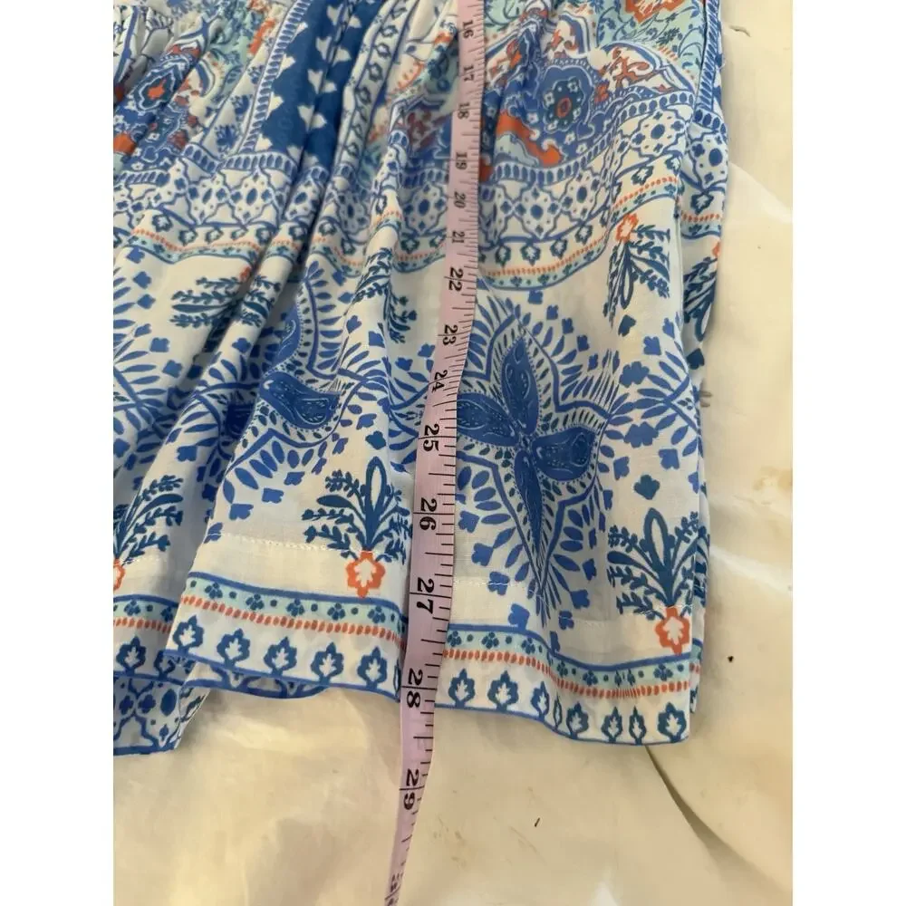 Kyla Seo Small S Blue Orange Floaty Boho Chic Artisan Rayon Bell Tassels Hippie - Picture 7 of 10